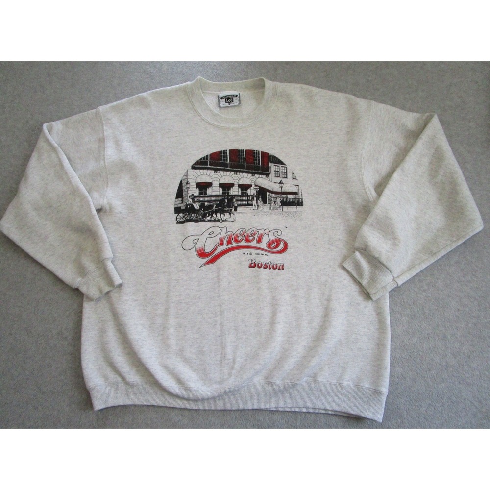 Vintage Cheers Sweater Mens Extra Large Gray Lee Made in USA‎ Boston TV Sitcom